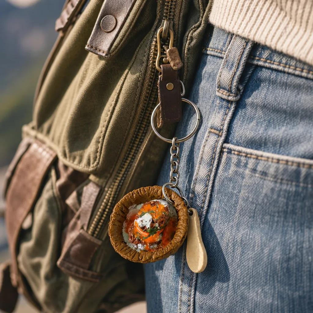 Miniature Boondi Laddu and Aalu Tikki Keychain Set