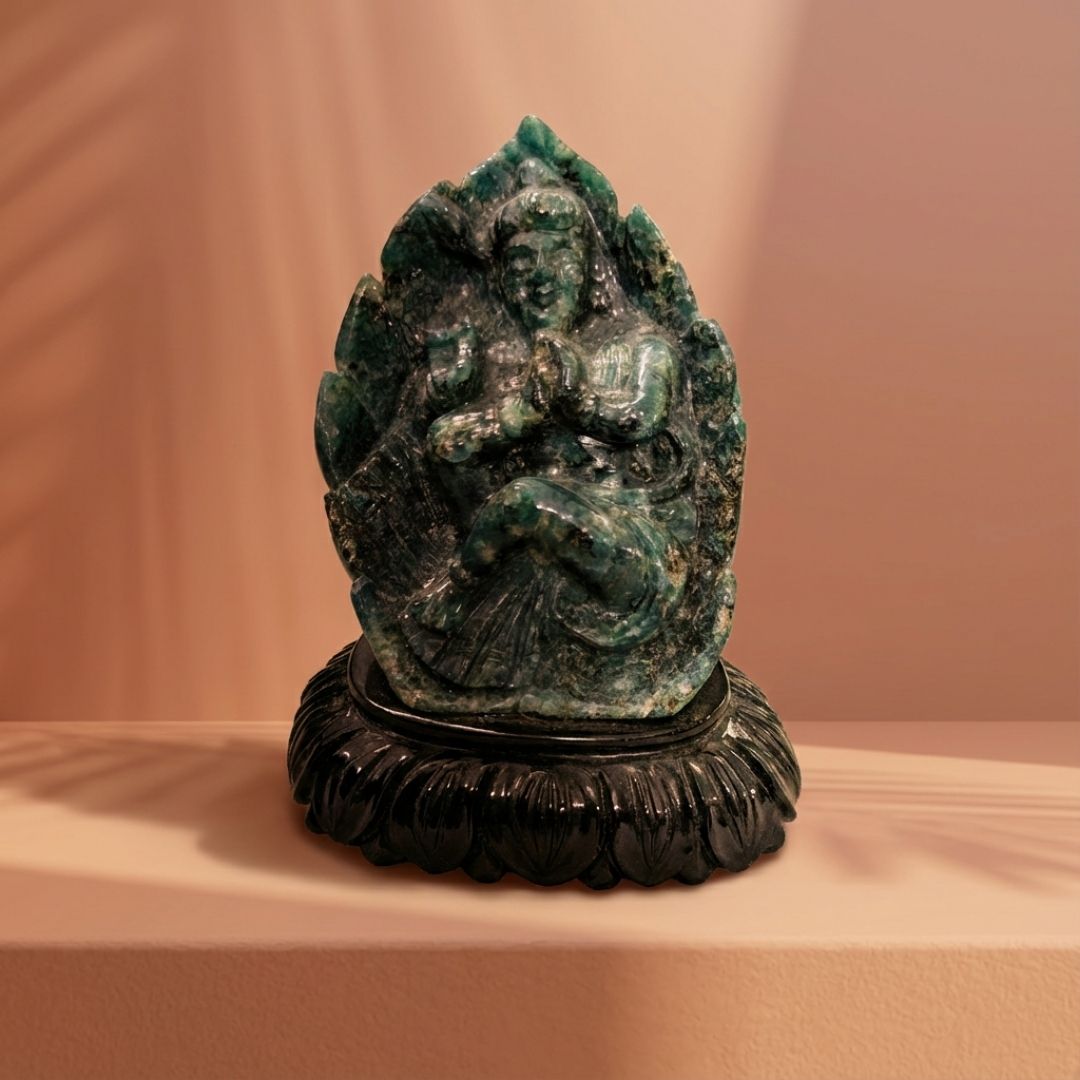 Abroad Black Jade Krishna Sculpture for Home Decor and Spiritual Spaces 