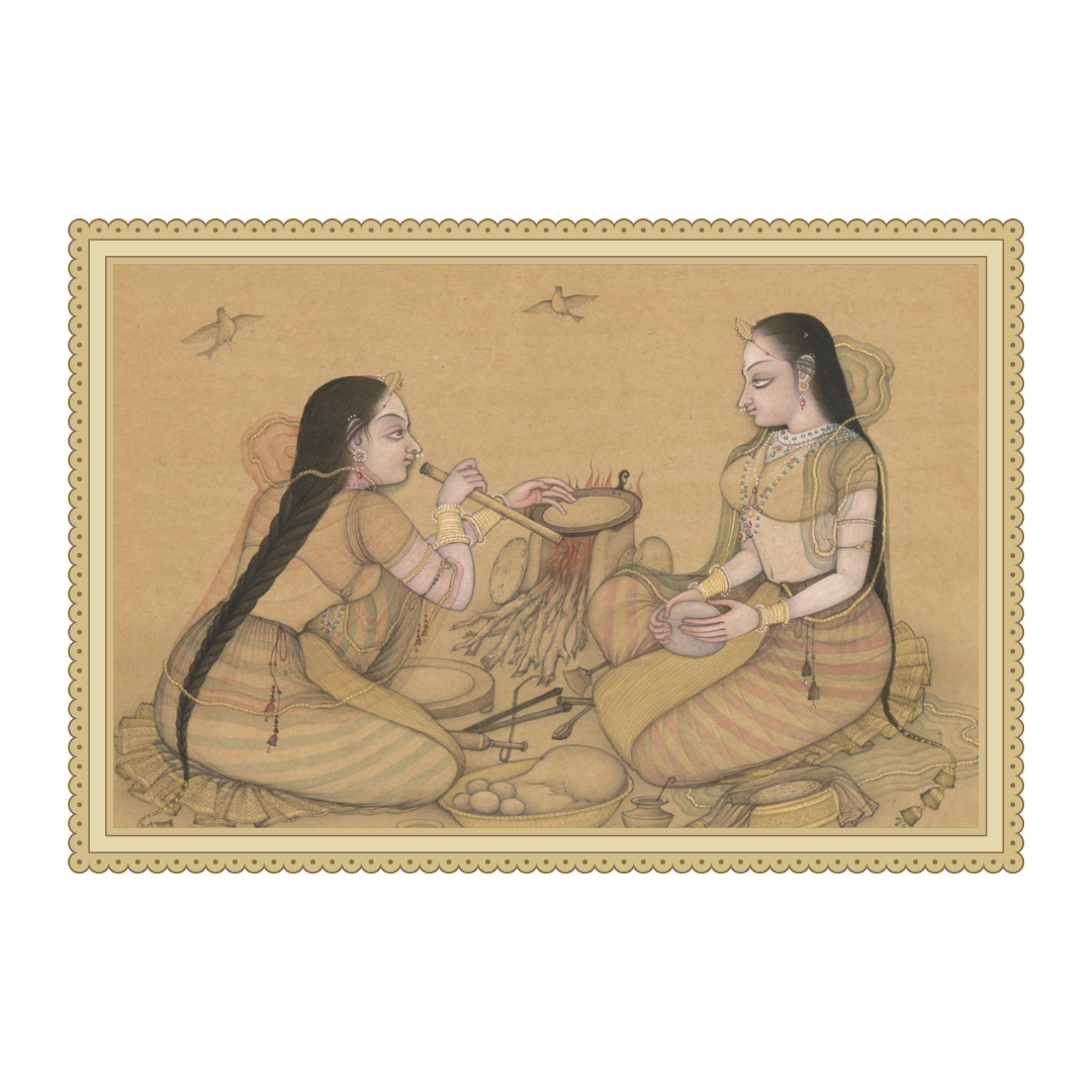 Women Preparing Roti (Indian Bread)