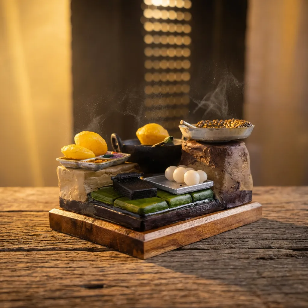 Handmade Chole Bhature Stall Miniature (Yaado Ke Kone)