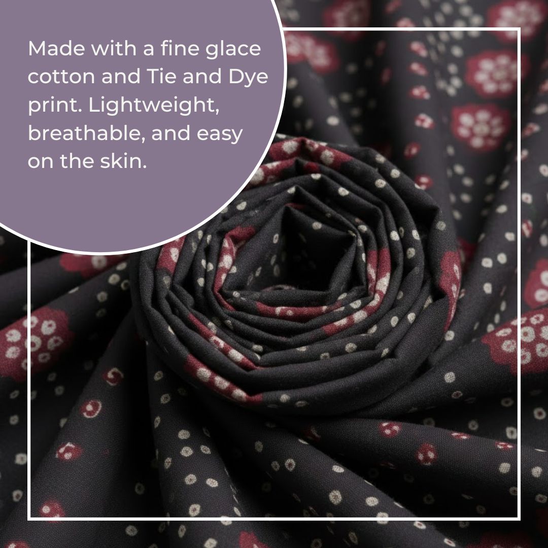 Glace Cotton Multicolour Tie and Dye Suit Fabric for Cut Top