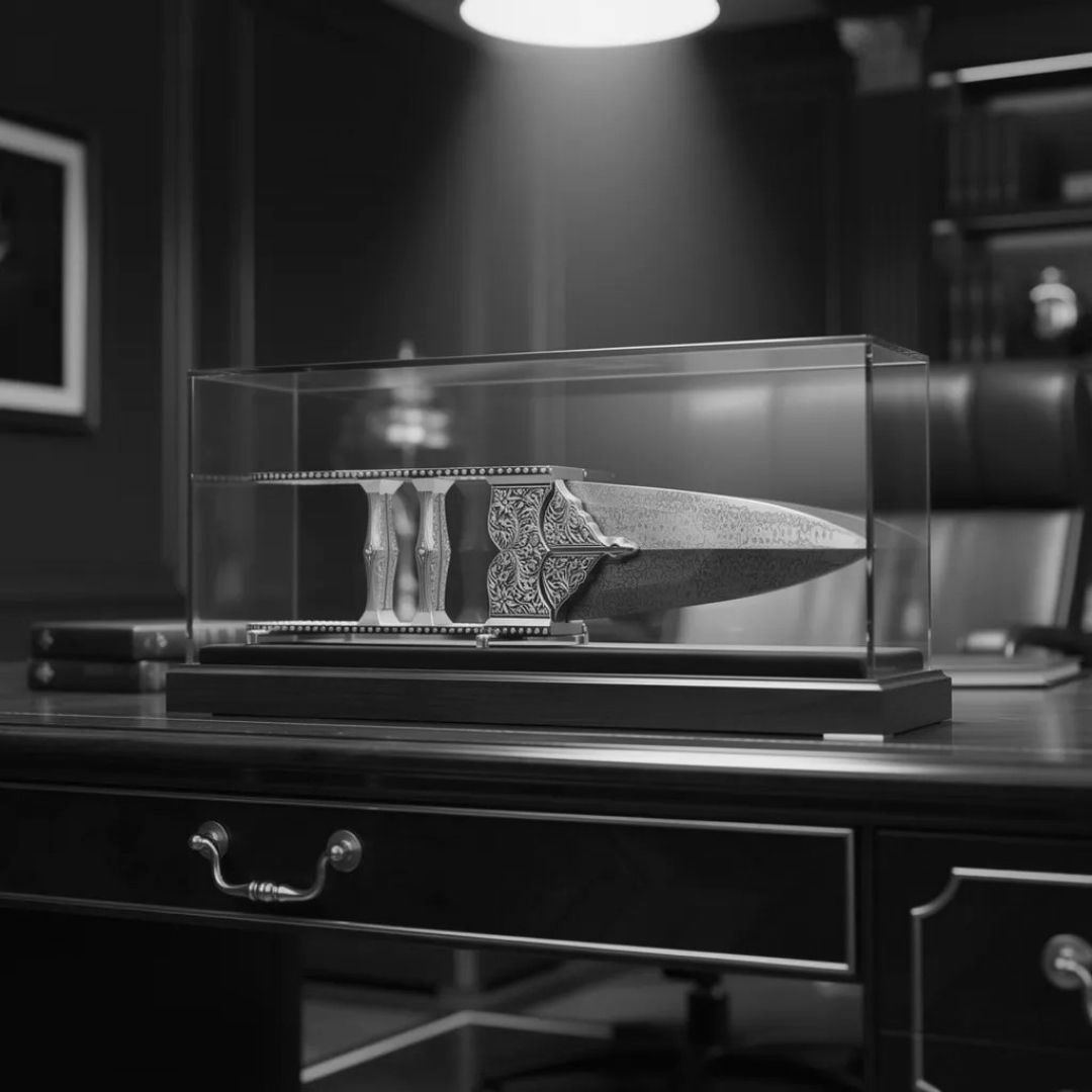 Tiger Knife Koftgari Art with Handcrafted Metal Inlay Detailing