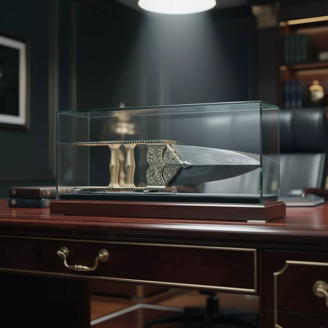 Tiger Knife Koftgari Art with Handcrafted Metal Inlay Detailing