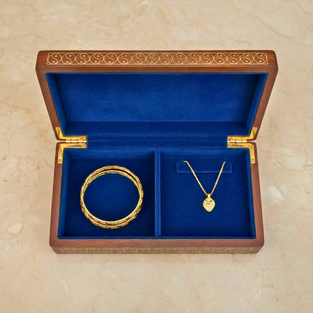 Petal Crown Wooden Tarkashi Inlay Box 