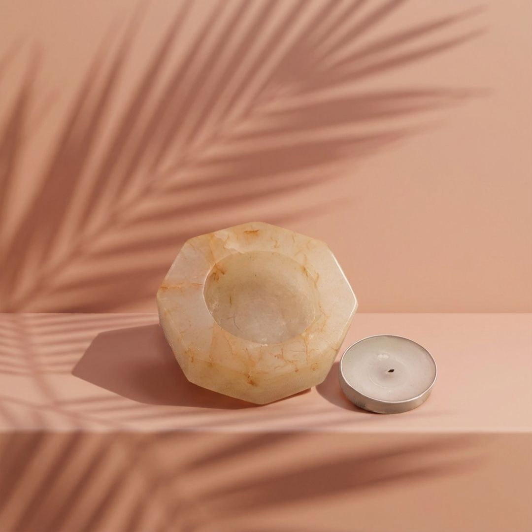 White Quartz Tealight Holder for Calm Interiors