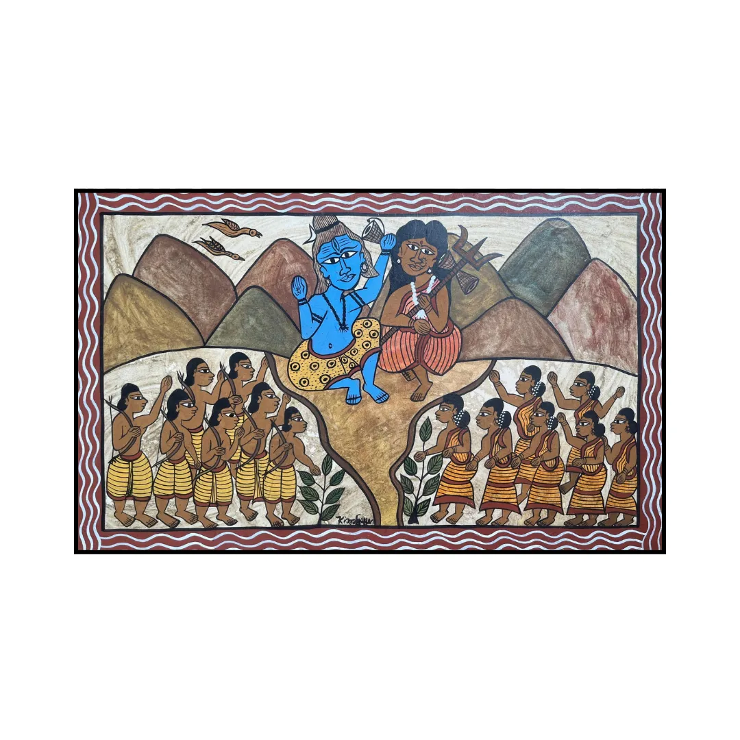 Shiva-Parvati with Tribal Devotees and Hunters by Kishor Gayen