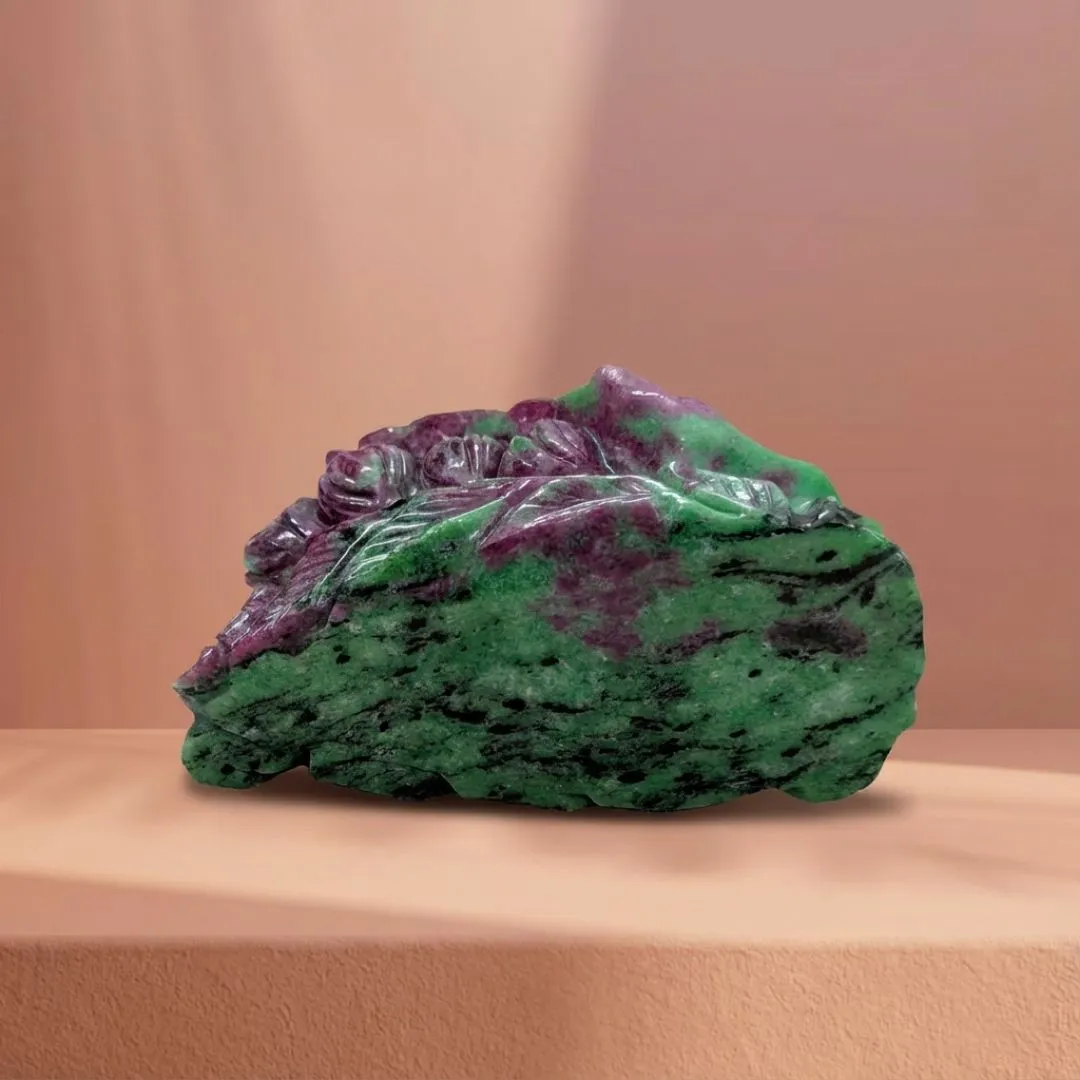 Ruby Zoisite Hand Carved Krishna Idol for Spiritual Décor