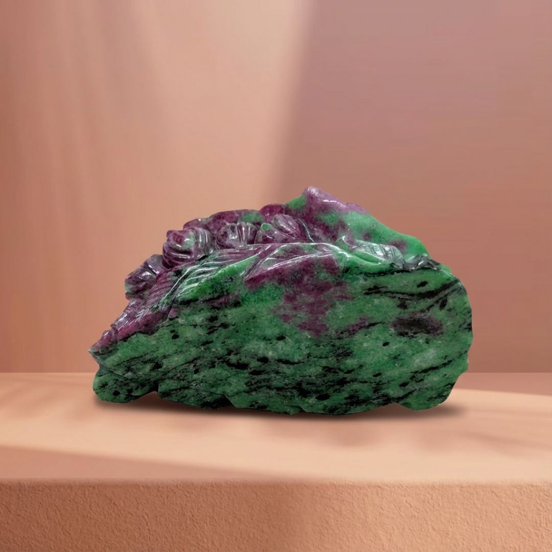 Ruby Zoisite Hand Carved Krishna Idol for Spiritual Décor