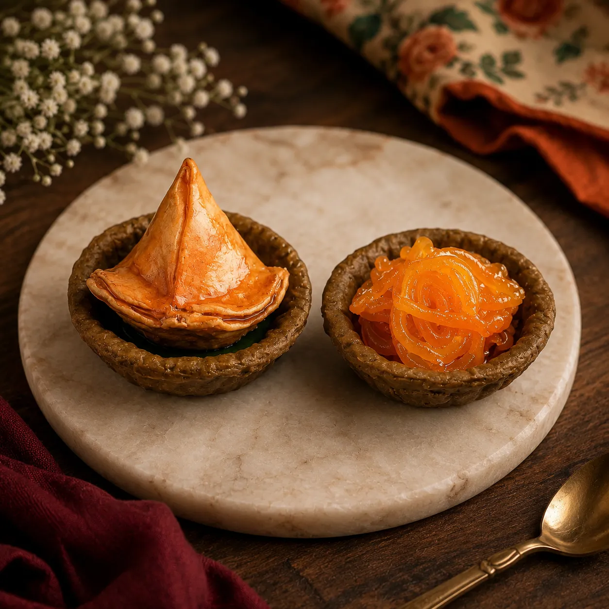 Miniature Samosa and Jalebi Magnet Set