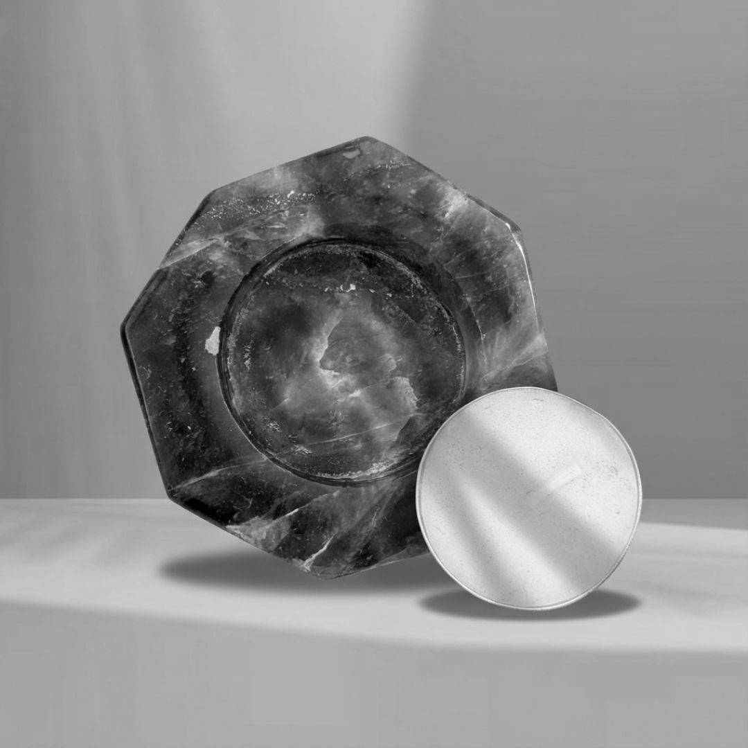 Amethyst Crystal Tea Light Holder for Home Decor and Meditation