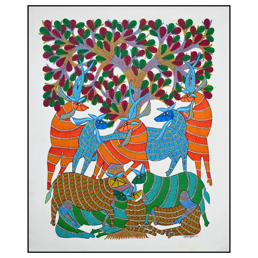 The Gathering of Deer Beneath a Tree
