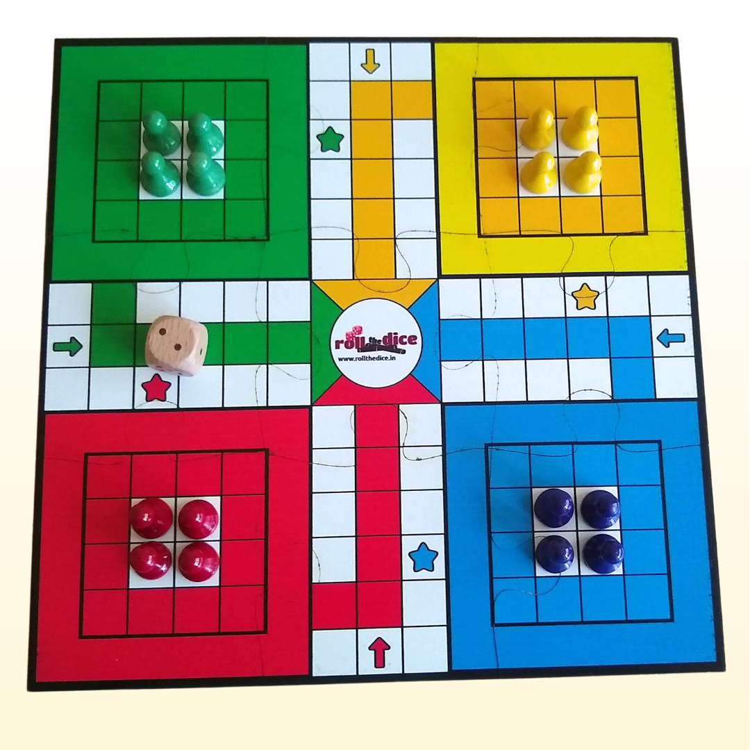 2-in-1 Snakes & Ladders and Ludo Board Game Set | Wooden Family Fun