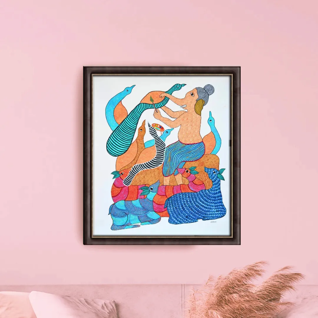 Lord Ganesh painting the peacock