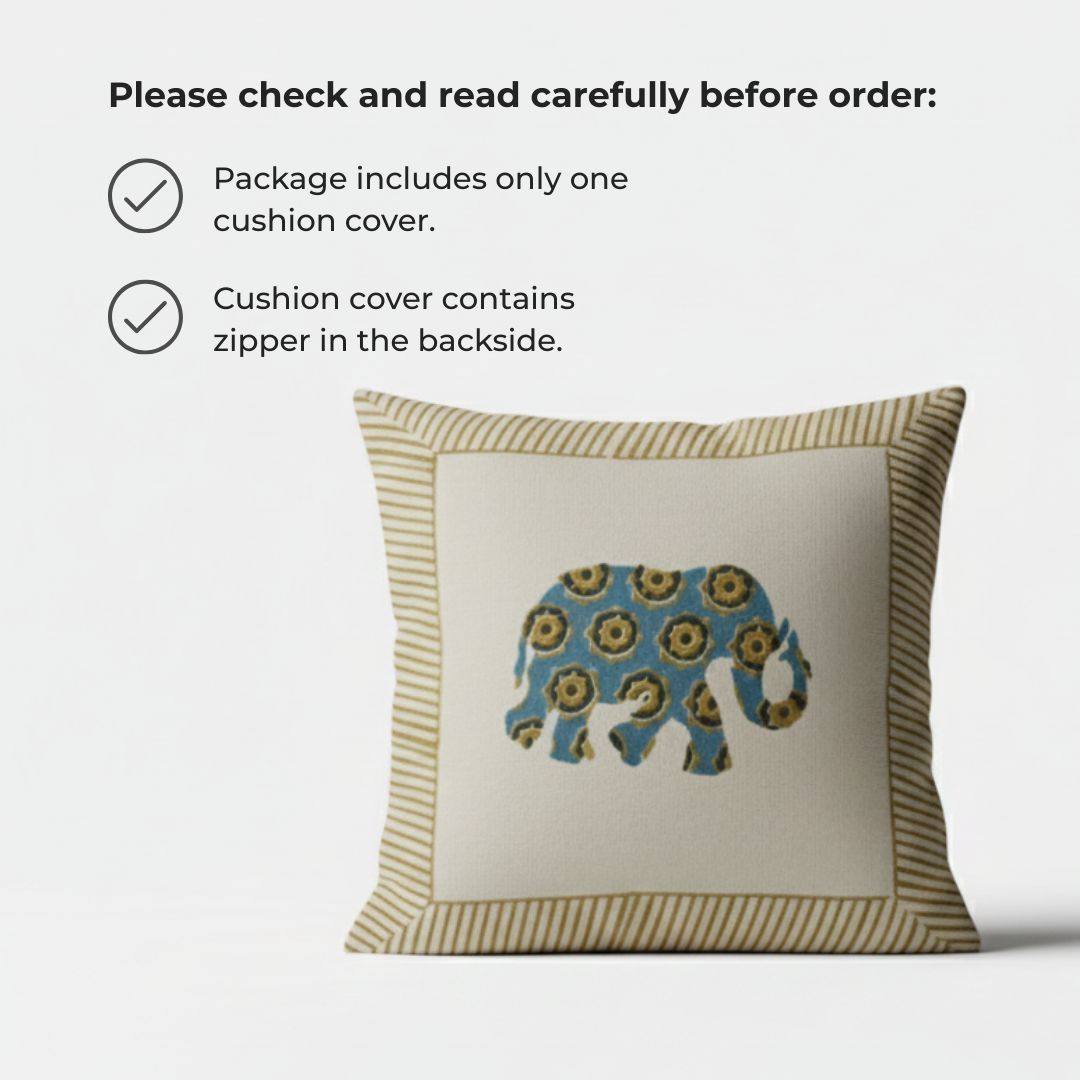 Block Printed Cotton Cushion Covers with All-Over Pattern (Set of 2)