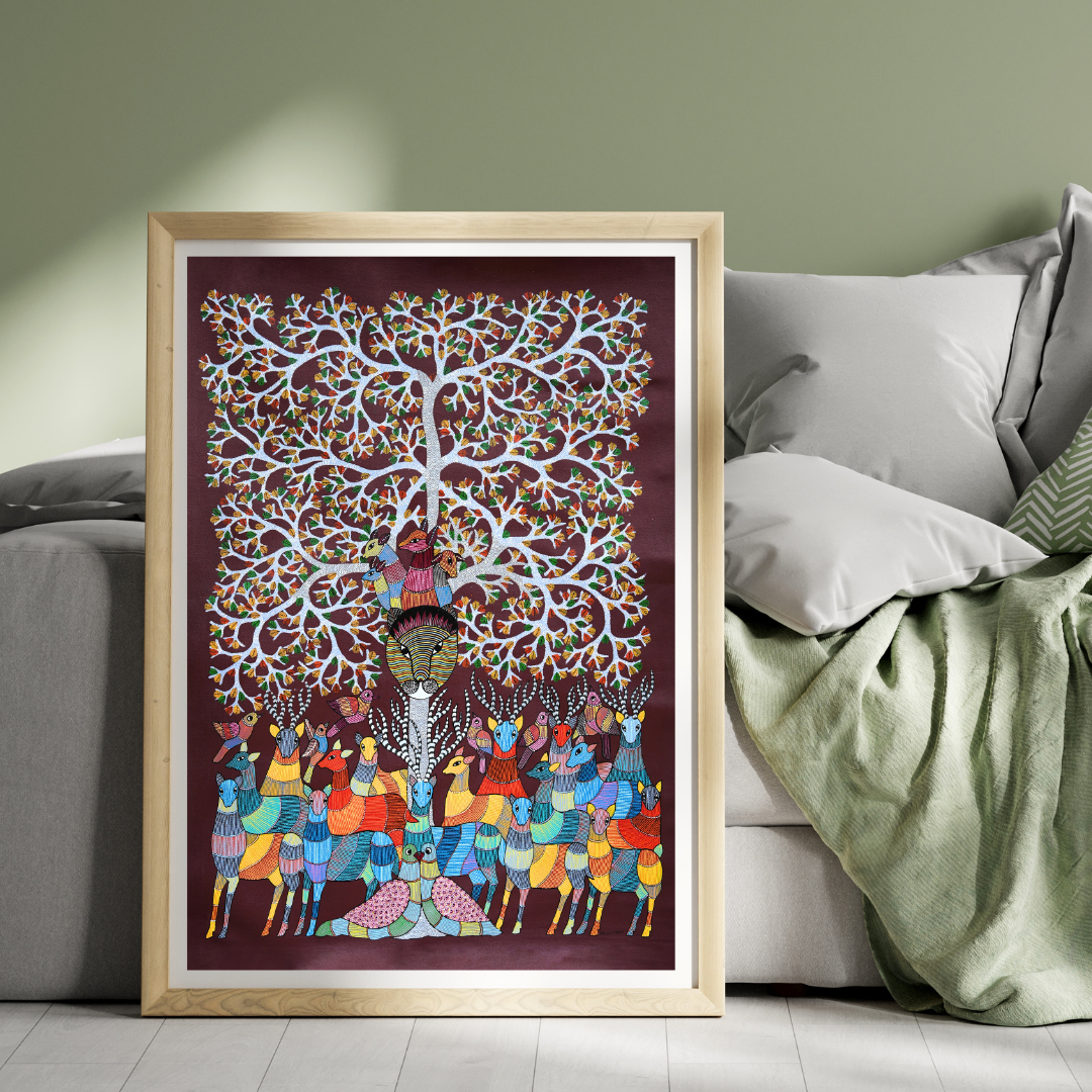 Swamp Deer With The Tiger Under One Tree Product Image