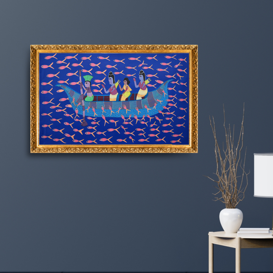 Ram,Sita & Lakshman Crossing the Sacred Ganges