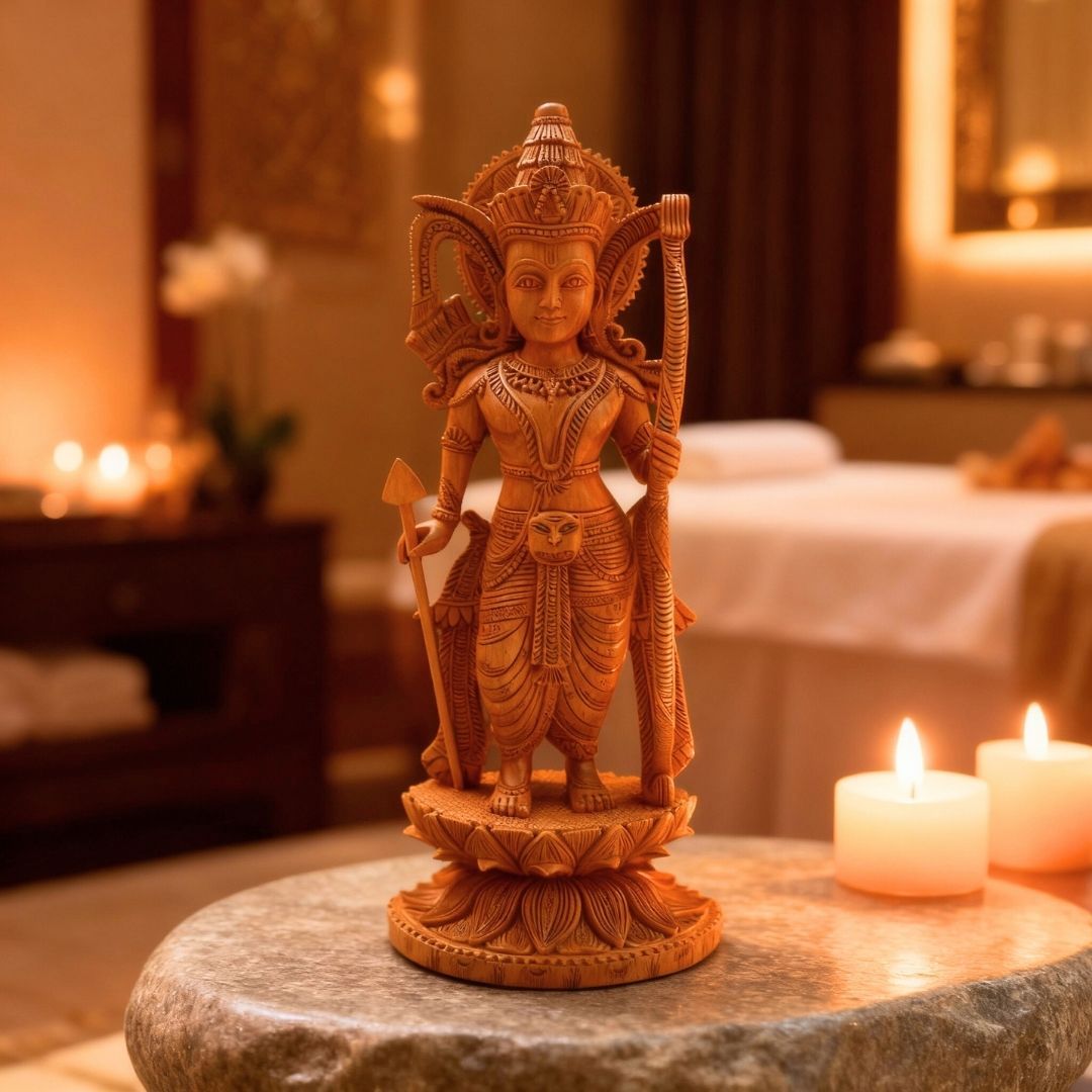 Ram Ji Standing Idol with Bow and Arrow on Lotus Base 