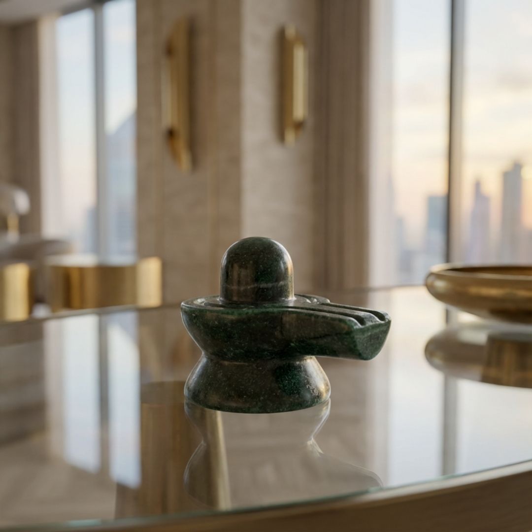 Green Aventurine Shiva Lingam Sculpture for Home and Meditation