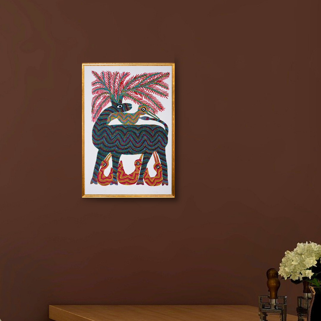 Swamp Deer Planying with Birds Product Image