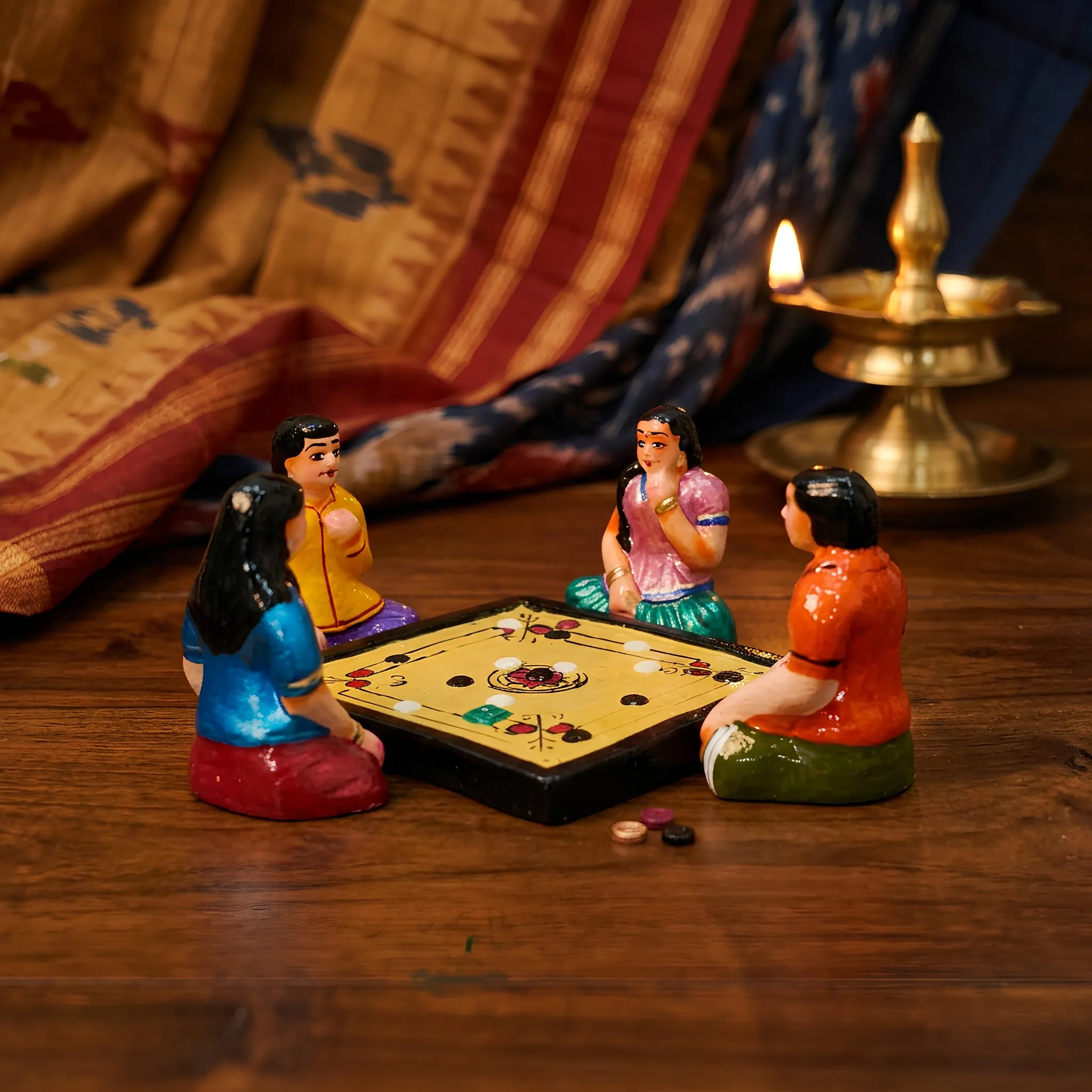 Krishnanagar Clay Carrom Set | Golu Dolls