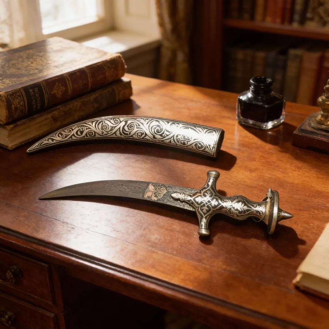 Fine Work Mini Koftgari Sword with Intricate Handcrafted Metal Inlay