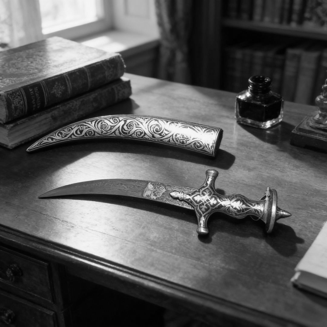 Fine Work Mini Koftgari Sword with Intricate Handcrafted Metal Inlay