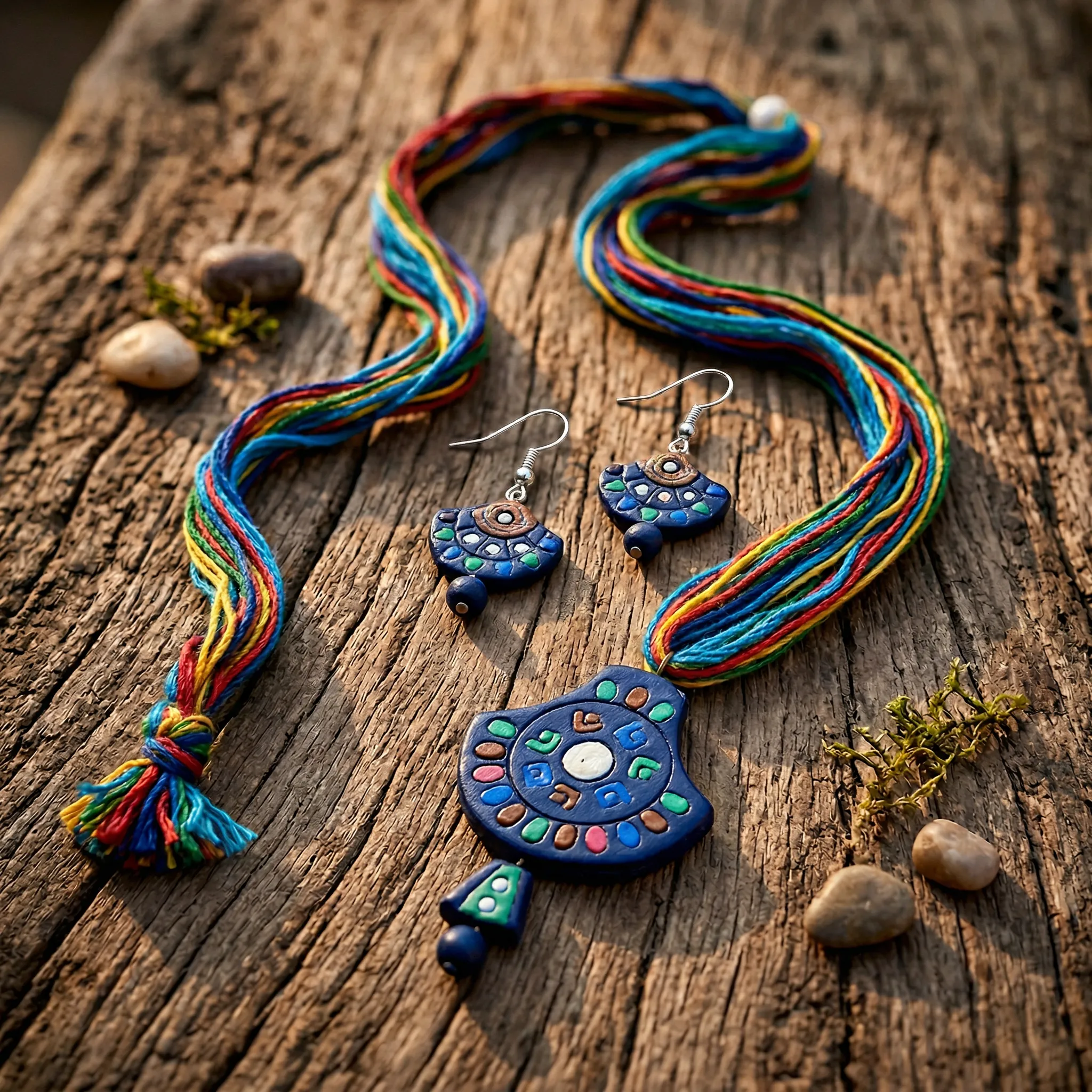 Ethnic Terracotta Necklace Set with Earrings