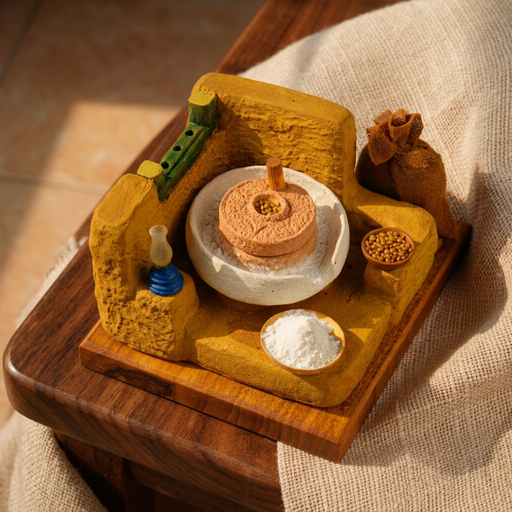 Rustic Aata Chakki Village Miniature Decor (Yaado Ke Kone)