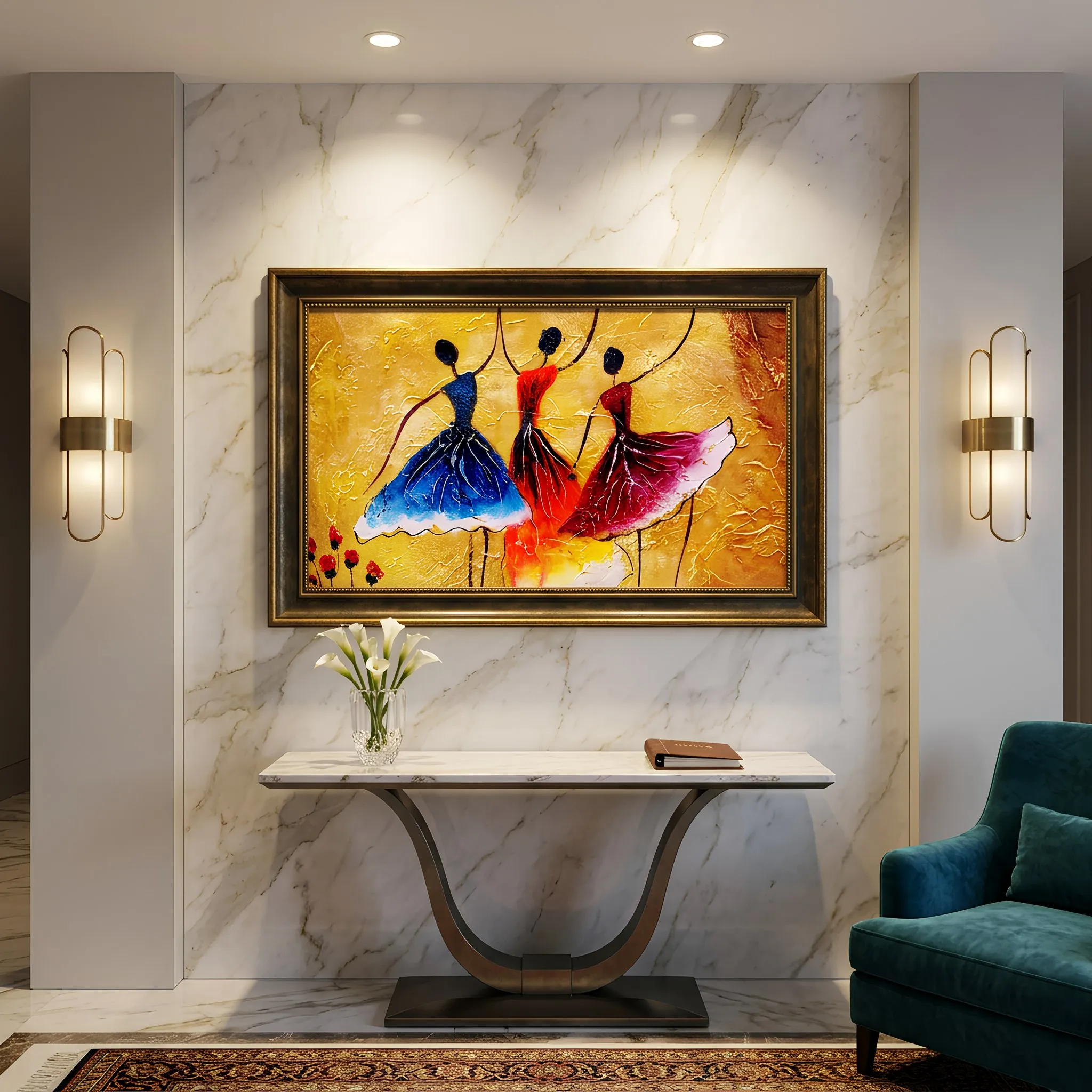 Handmade Dancing Women Abstract Canvas Painting