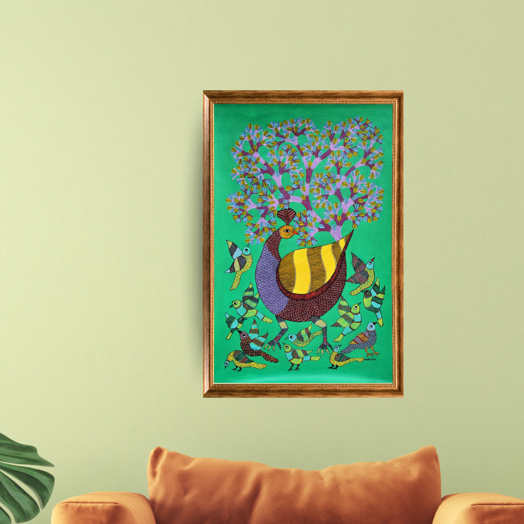 A Bird’s Harmony in Gond Art Product Image