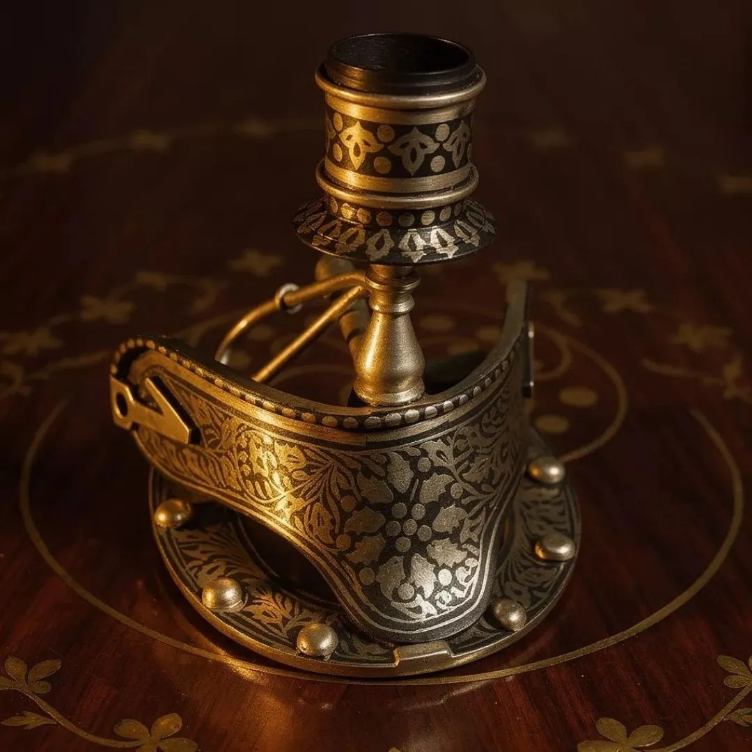 Good Luck Decorative Horseshoe with Candle Stand Koftgari Art