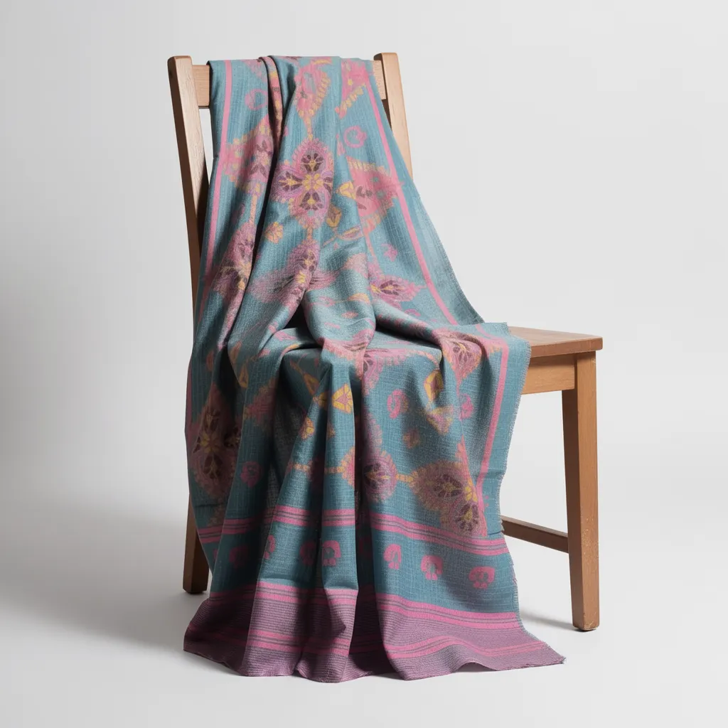 Cotton Silk Jamdani Saree Blue Floral
