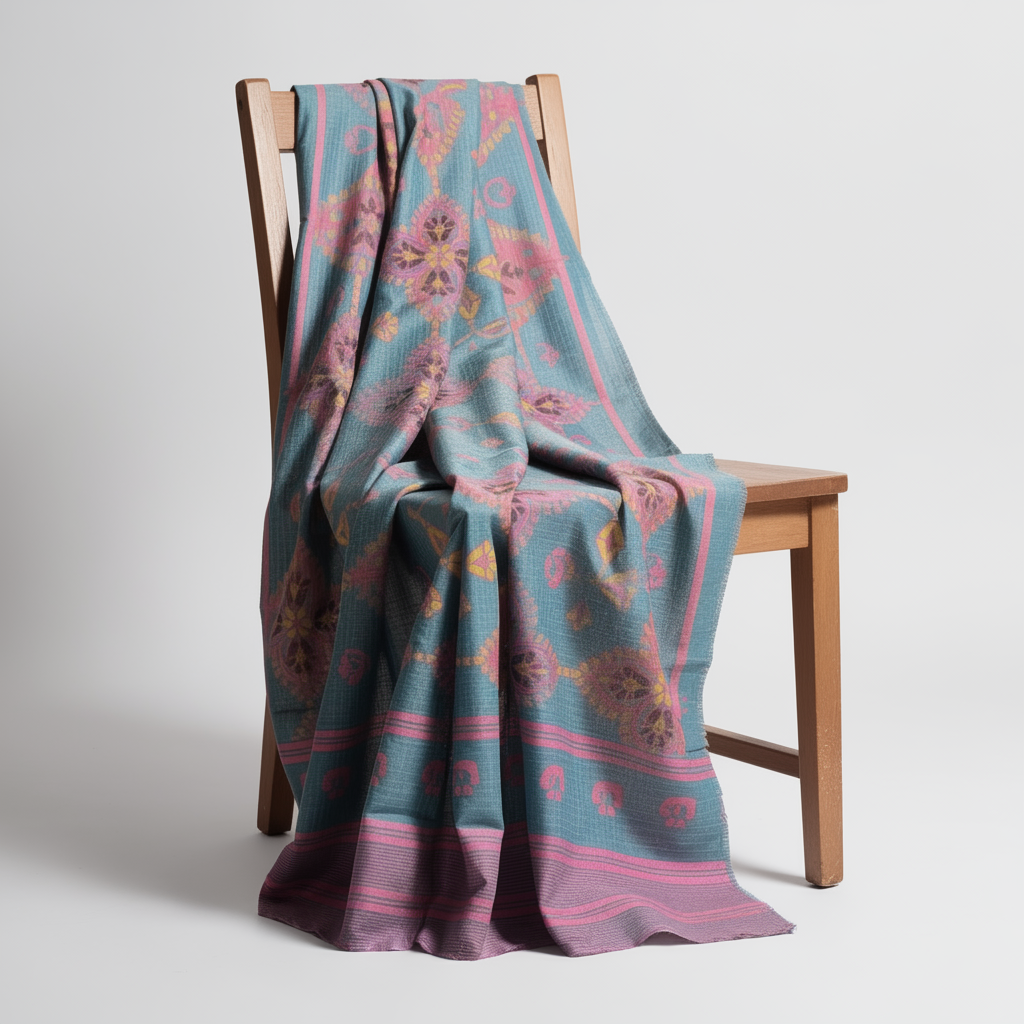 Cotton Silk Jamdani Saree Blue Floral