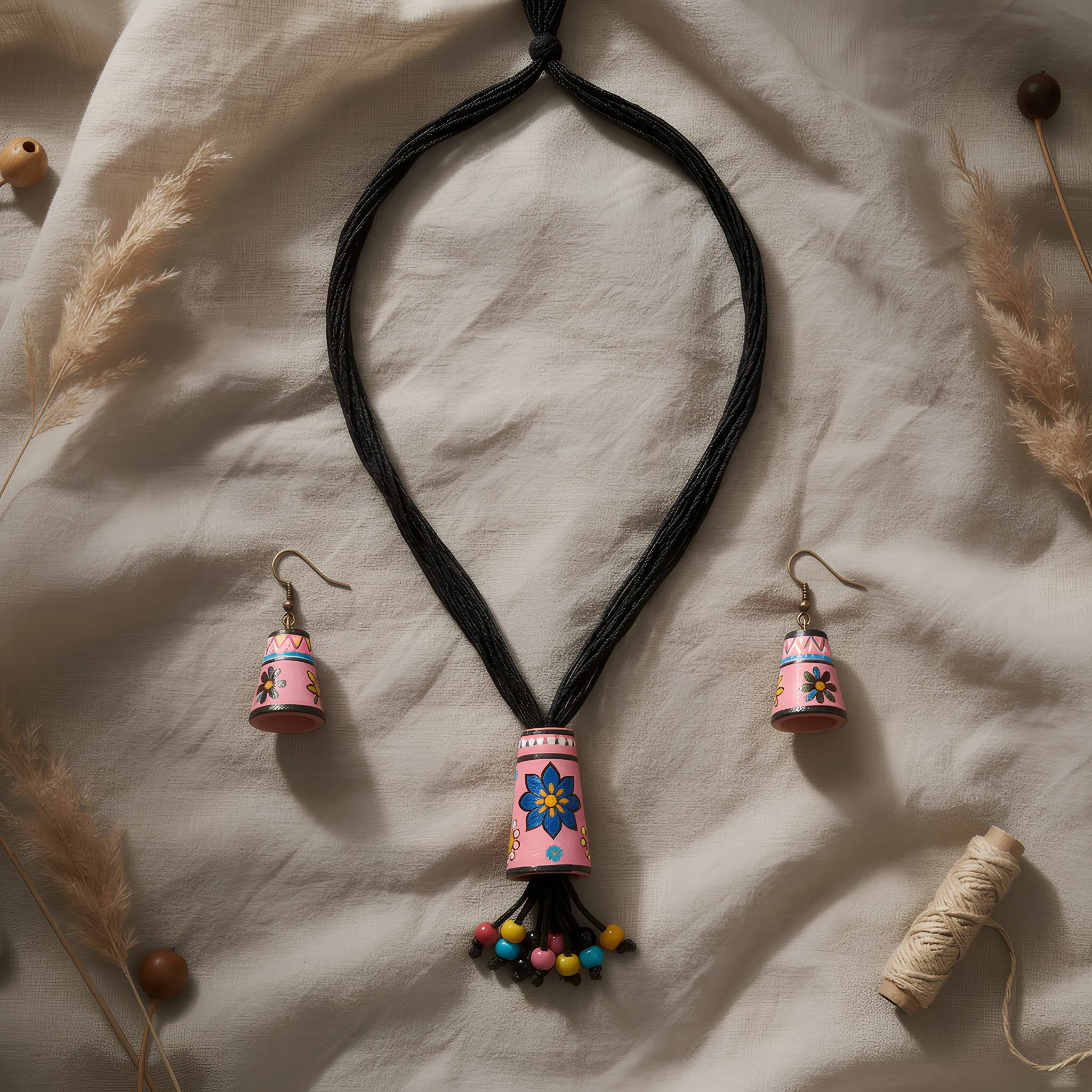 Clay jewelry Necklace Set for Women and Girls, Handmade Terracotta Jewelry, Handmade