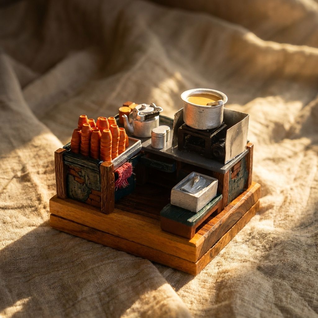 Handmade Chai Stall Miniature Decor (Yaado Ke Kone)