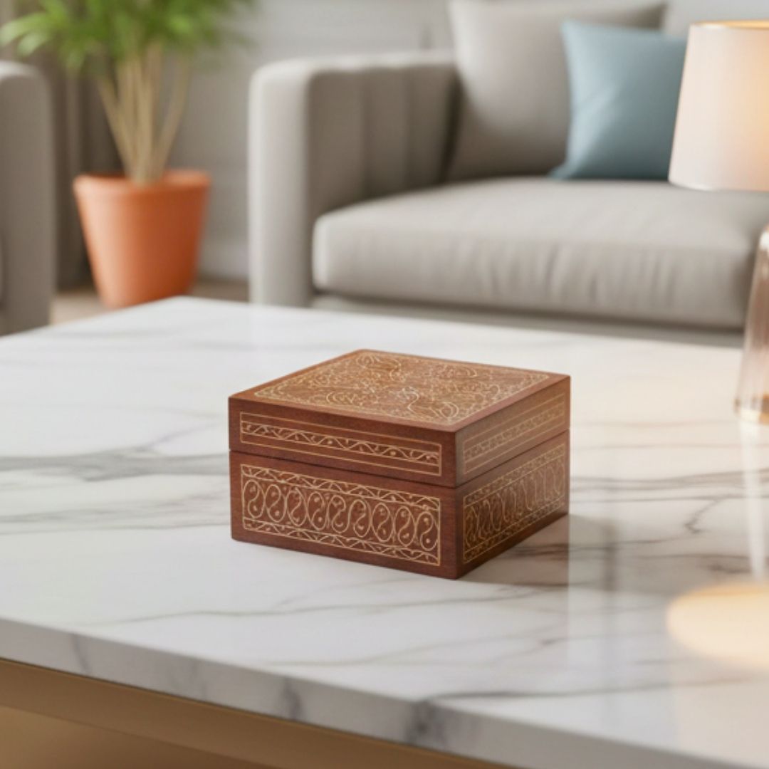 Blooming Heritage Wooden Tarkashi Inlay Box 
