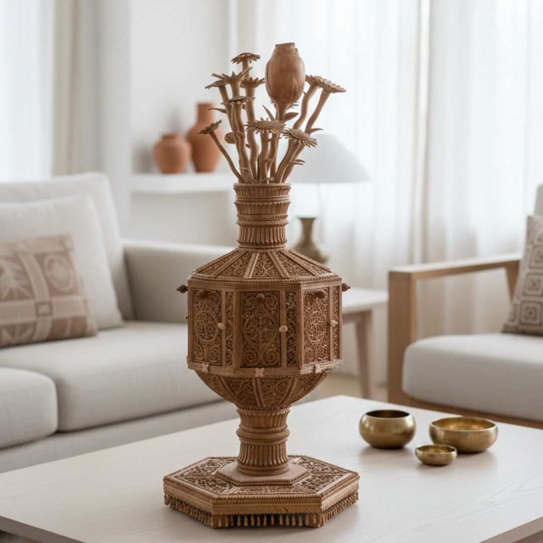 Pure Sandalwood Seven Wonders Decorative Sculpture 