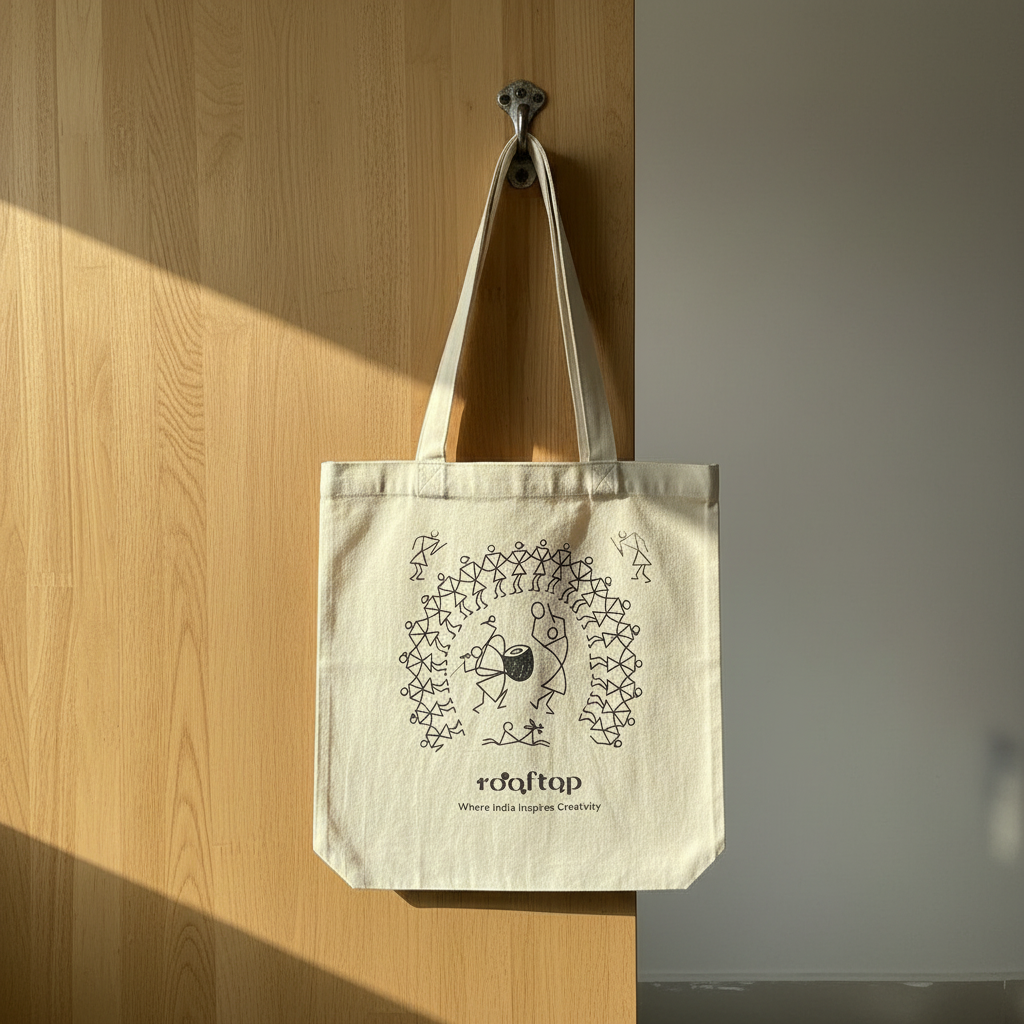 Warli Art DIY Canvas Tote Bag 