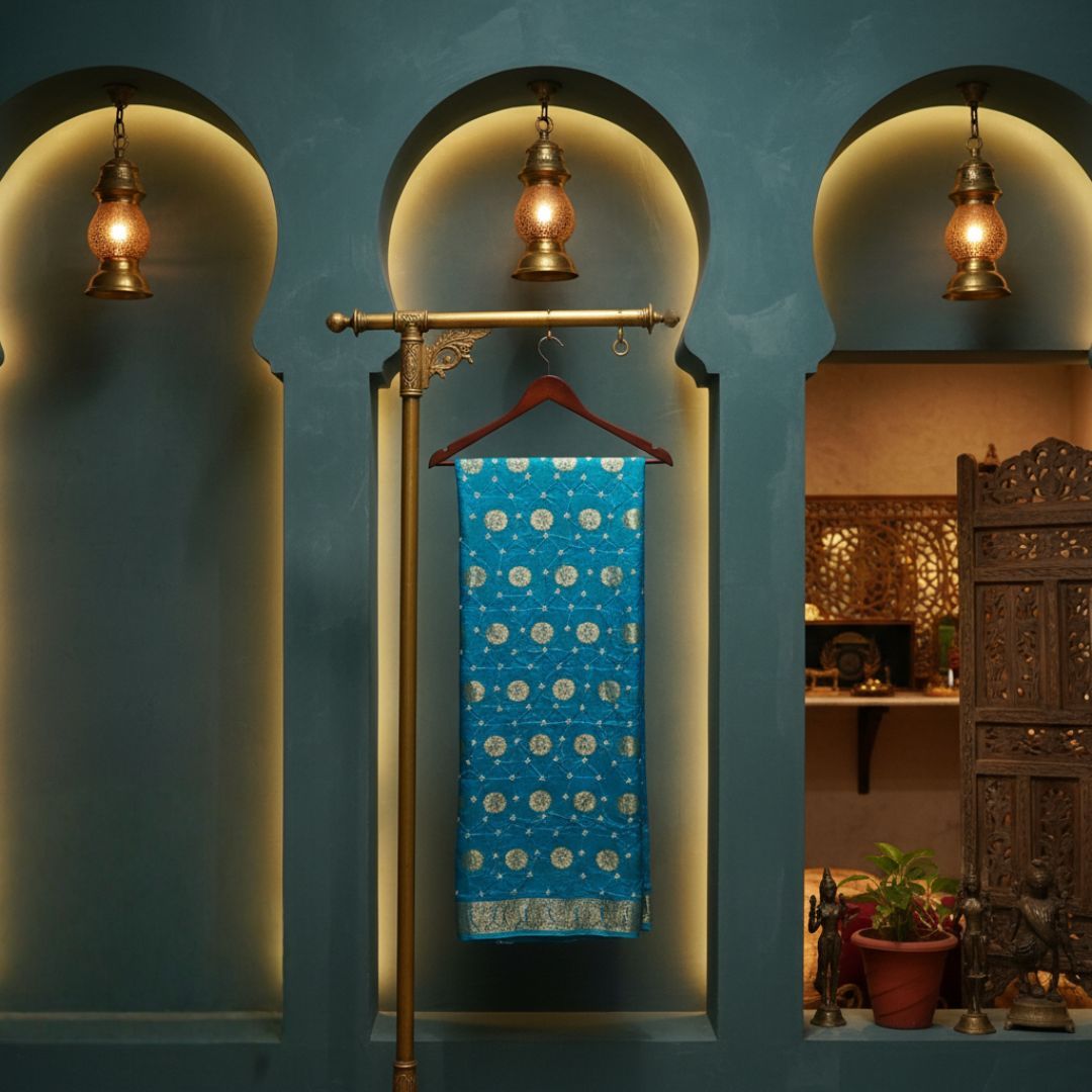 Silk Doller Silki Butta Saree with Coordinated Blouse Piece (Unstitched)