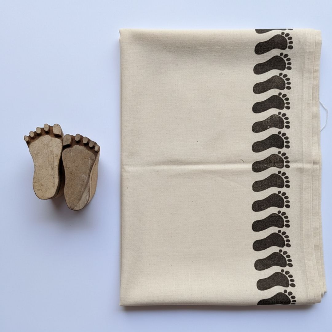 Hand-Carved Wooden Printing Blocks (Pair) for Textile Printing