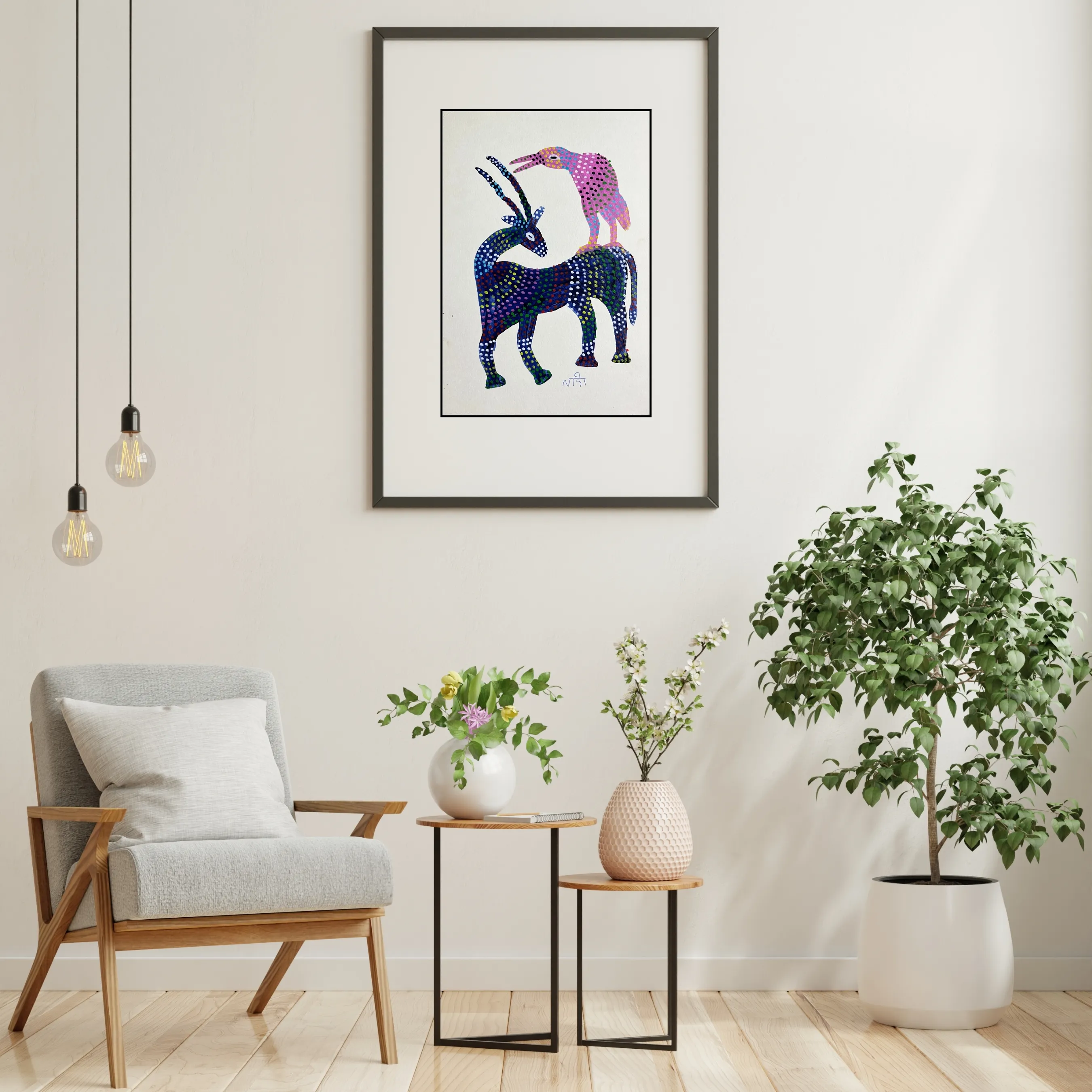 Deer & Bird Painting