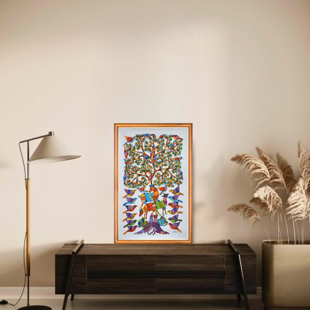 Harmony of deer and birds