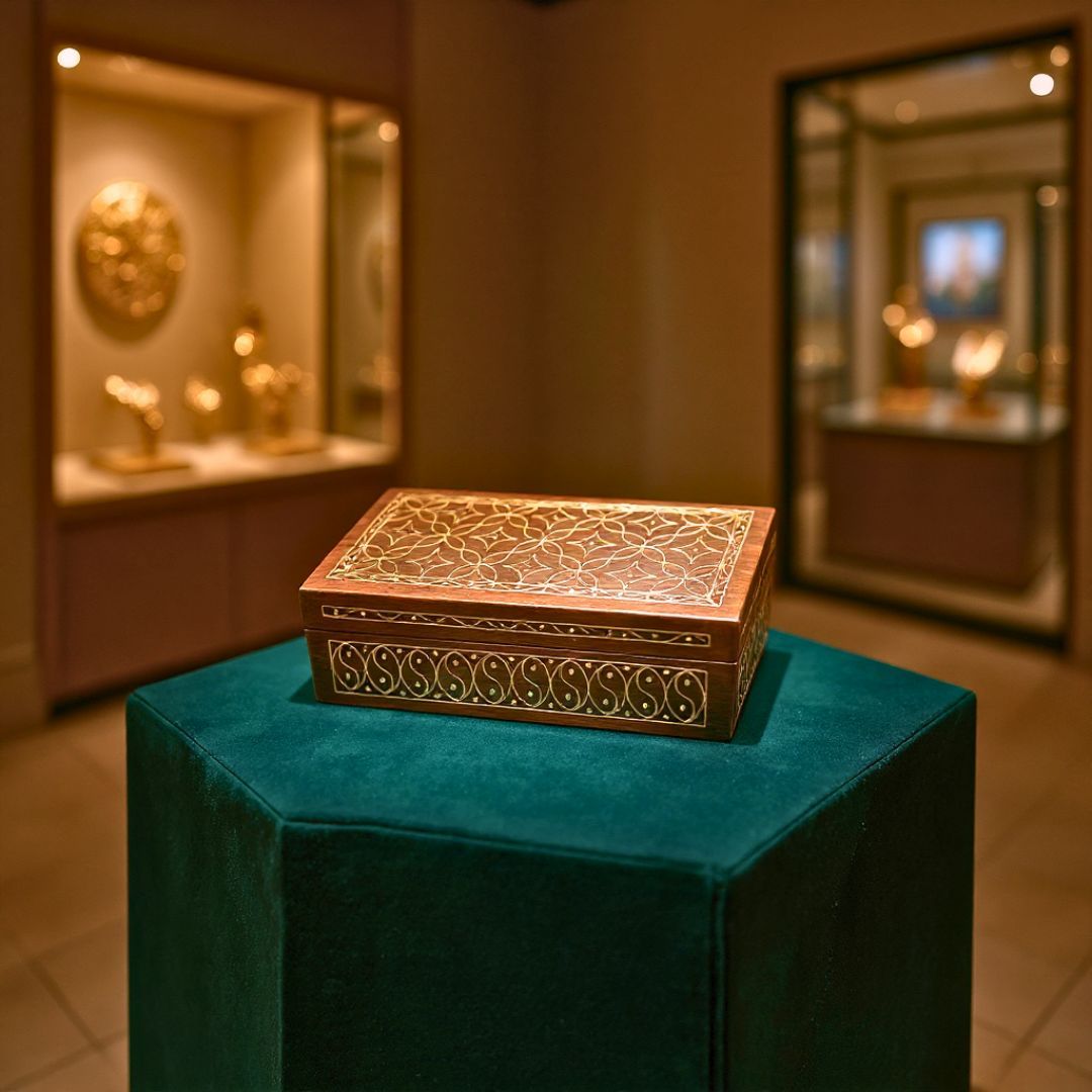 Petal Crown Wooden Tarkashi Inlay Box 