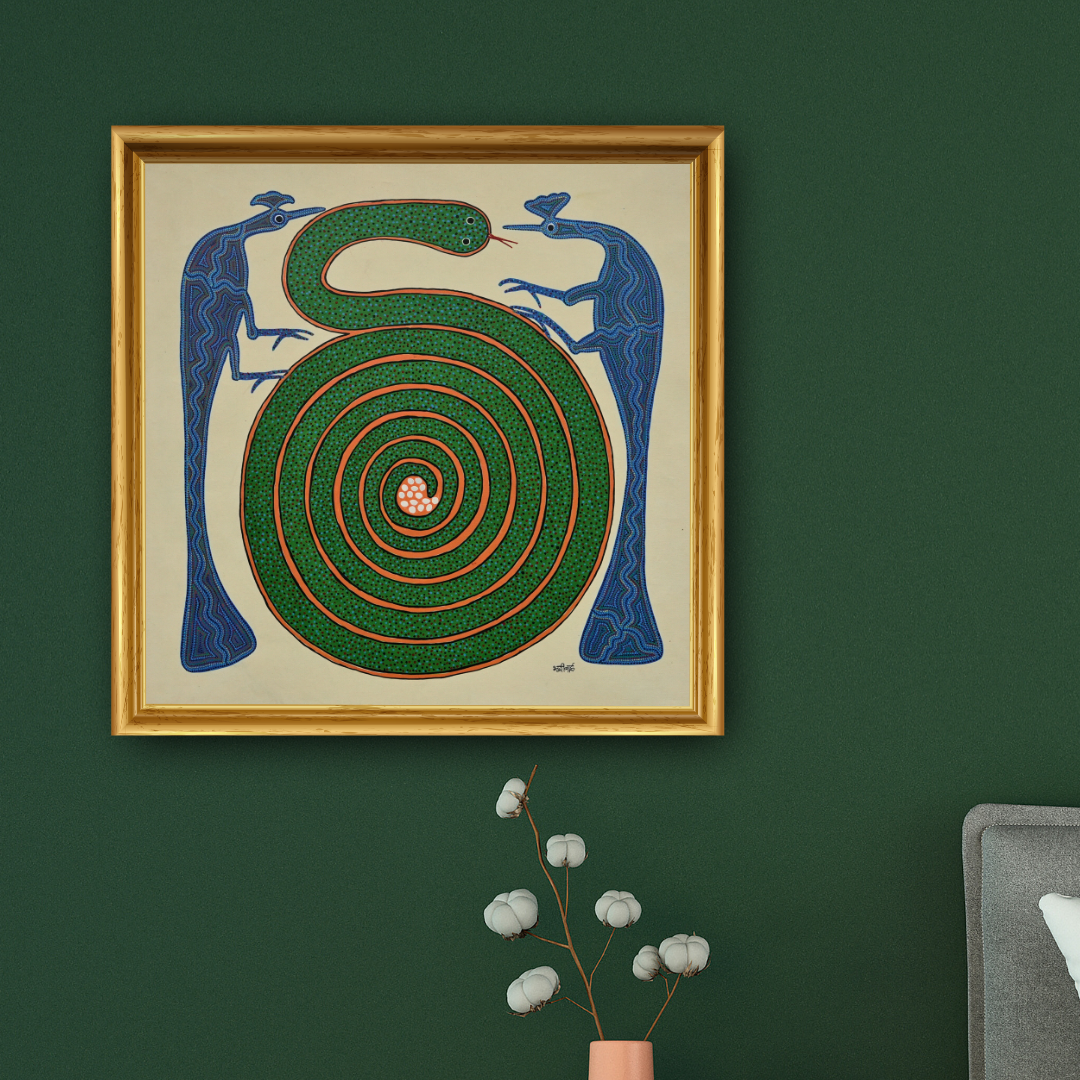 Peacock & Snake with Eggs: A Battle of Survival Product Image