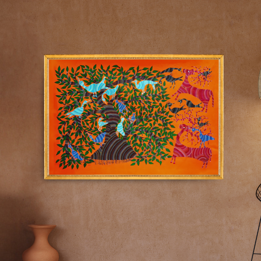 A Bhil Art Jungle Scene Product Image