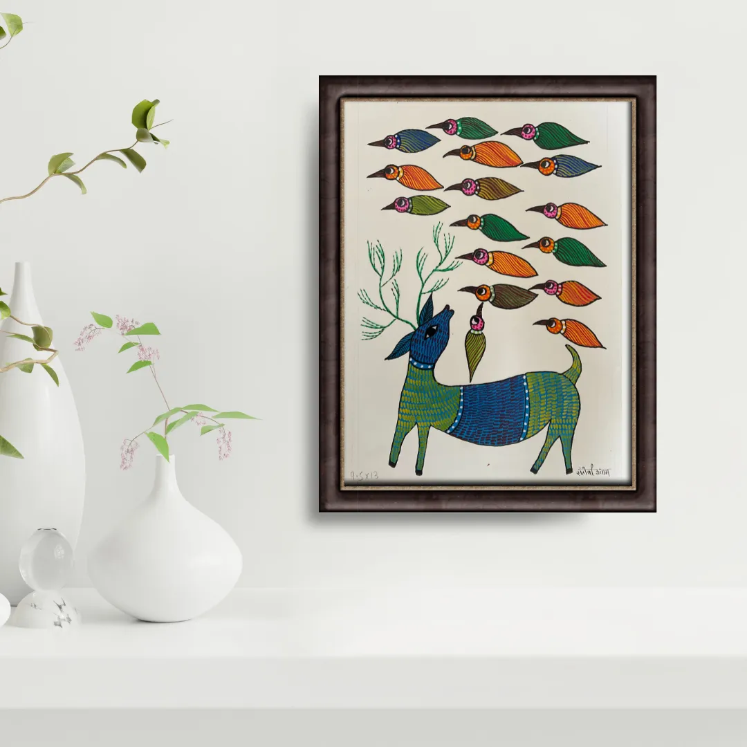 Barasingha and  Birds