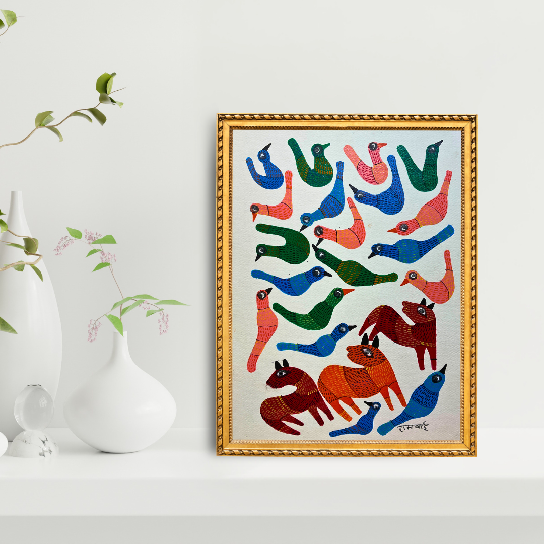 A flock of Birds and Calves Product Image