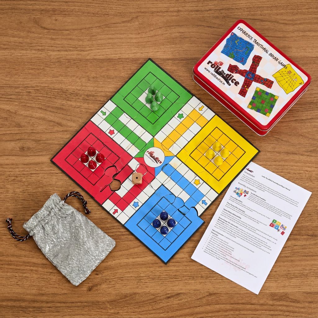 2-in-1 Snakes & Ladders and Ludo Board Game Set | Wooden Family Fun