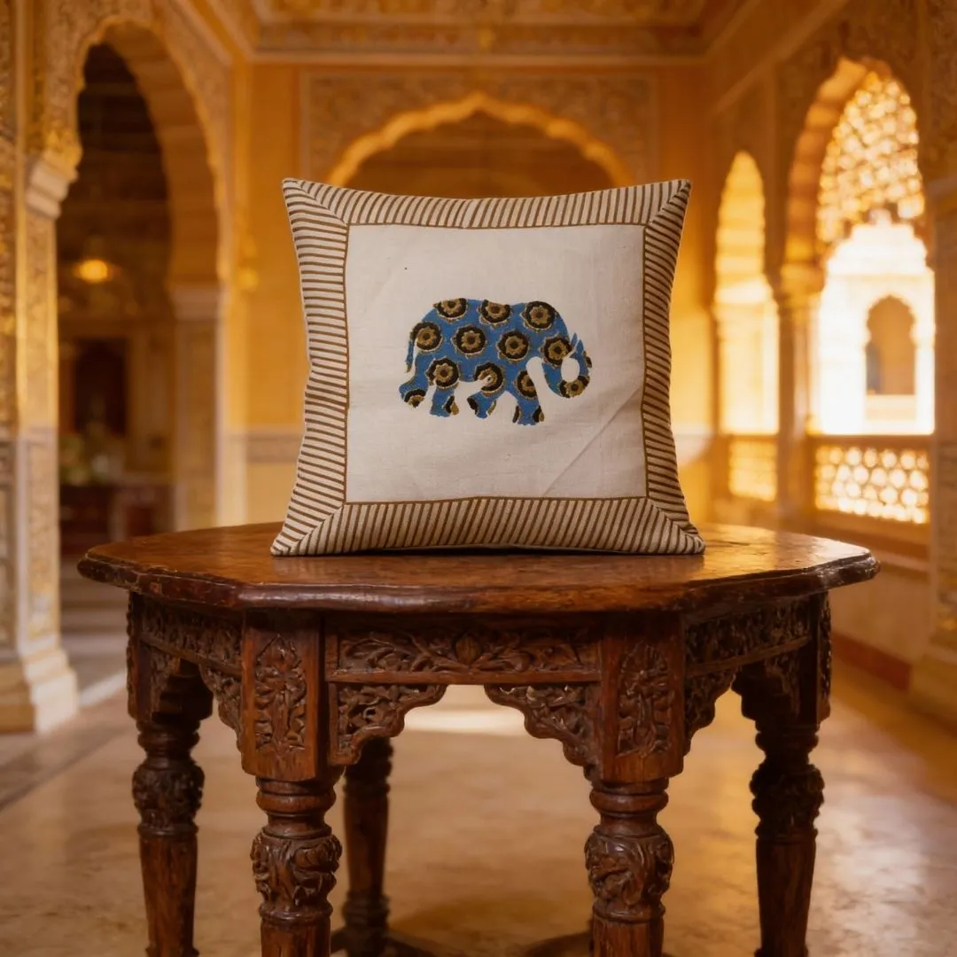Block Printed Cotton Cushion Covers with All-Over Pattern (Set of 2)