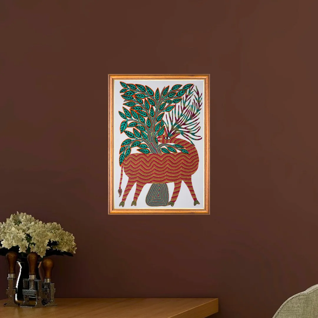 Barasingha and Tree